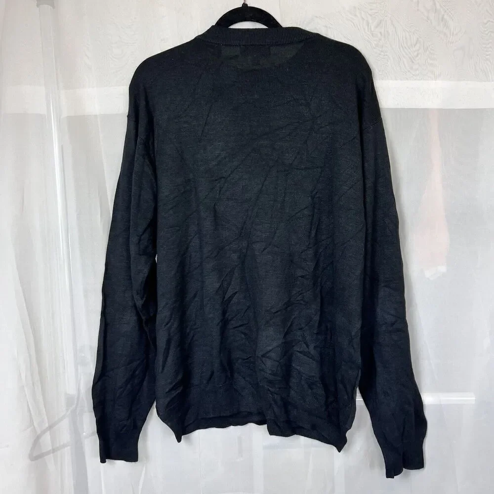 Vintage Pronto-Uomo Sweater Mens XL Pullover Silk Cotton Knit Crewneck Black